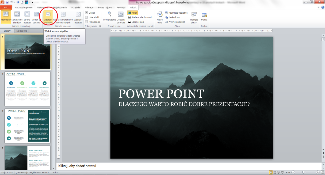 szablon powerpoint jak stworzyć szybko własny - tworzenie nowego wzorca slajdów